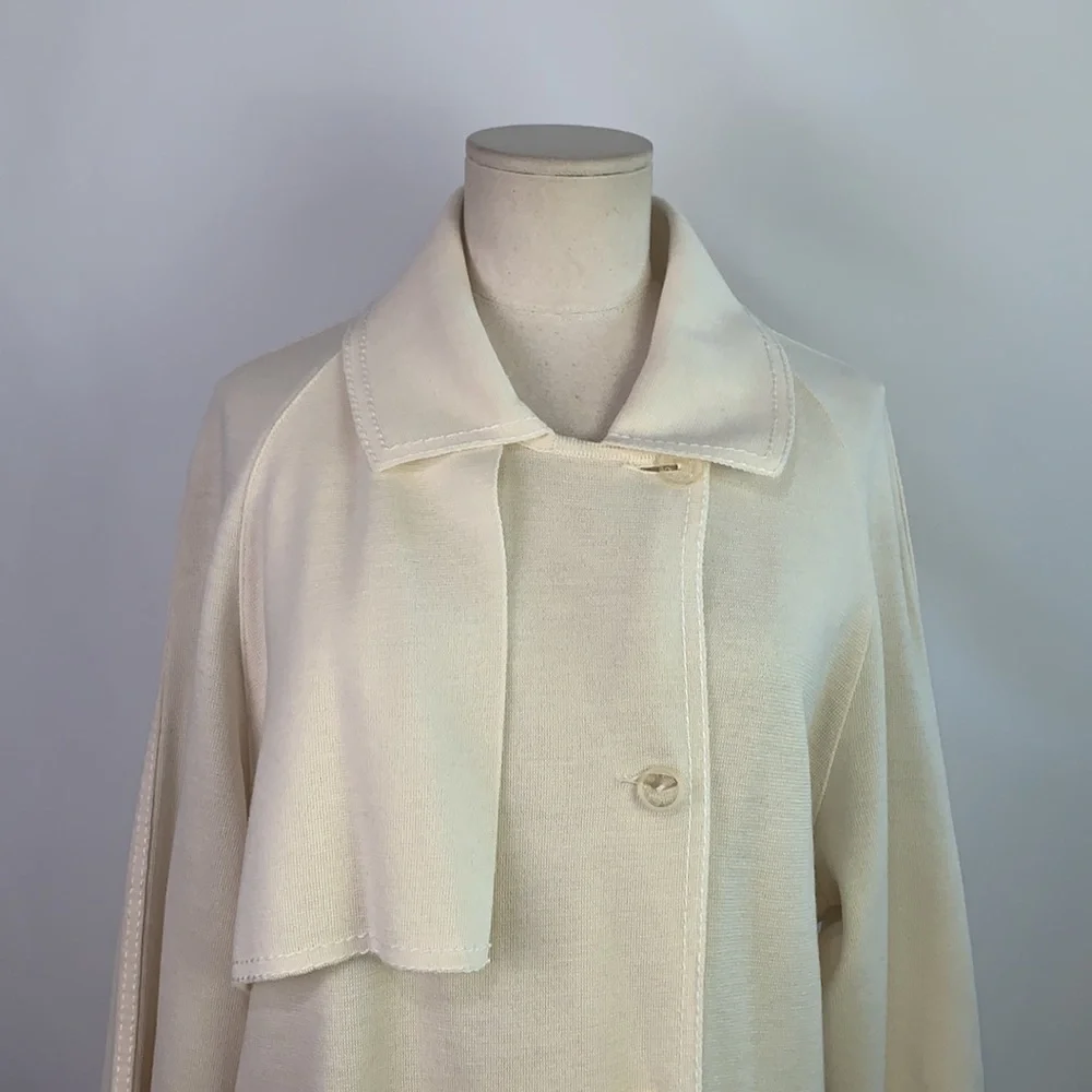 Rodier VTG cream knit long with belt jacket - Picture 2 of 11